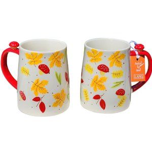 Set of 2 Autumnal Ceramic Coffee Mug Shabby Chic Style Handcrafted‎ 16 oz
